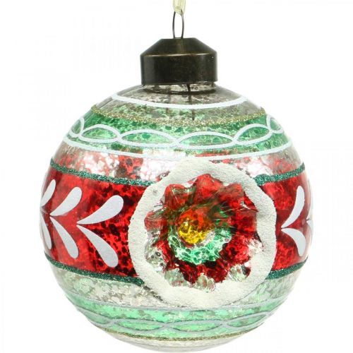 Artículo Bolas de árbol de Navidad con patrón, adornos de árbol, bolas de Navidad de colores H9cm Ø8cm vidrio real 3ud