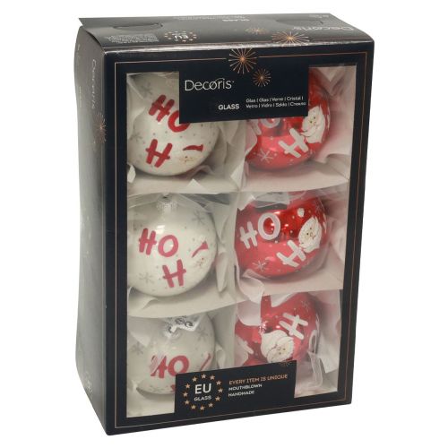 Floristik24 Bolas navideñas de cristal bolas de árbol de Navidad Papá Noel 6 piezas