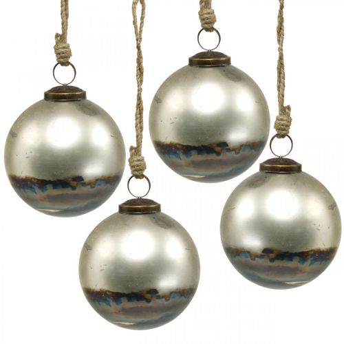 Floristik24 Bolas de Navidad Bola de cristal bicolor azul metalizada Ø9.5cm 4ud