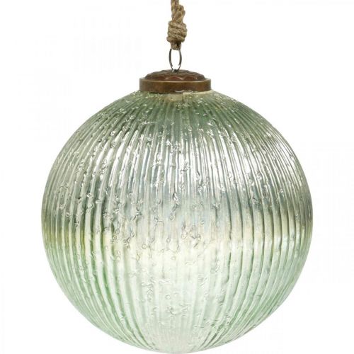 Floristik24 Bola navideña de cristal grande para colgar verde, dorado vintage Ø20cm