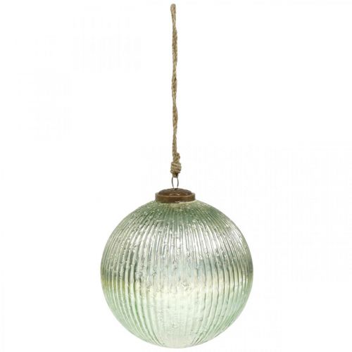 Floristik24 Bola navideña de cristal grande para colgar verde, dorado vintage Ø20cm