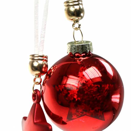 Floristik24 Decoración árbol de Navidad bola de cristal con estrella roja 5cm