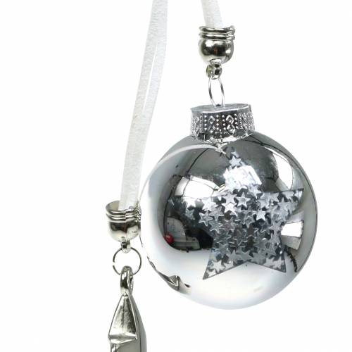 Floristik24 Adorno para árbol de navidad bola de cristal con estrella plata 5cm