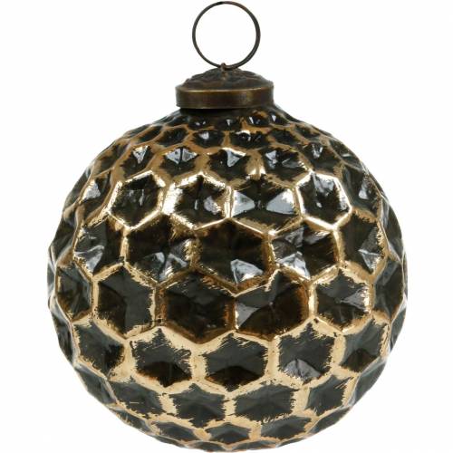 Floristik24 Bola navideña patrón nido de abeja marrón, dorado Ø10cm 3ud