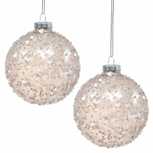 Adornos para árboles de Navidad bola de cristal lentejuelas rosas Ø8cm 4pcs