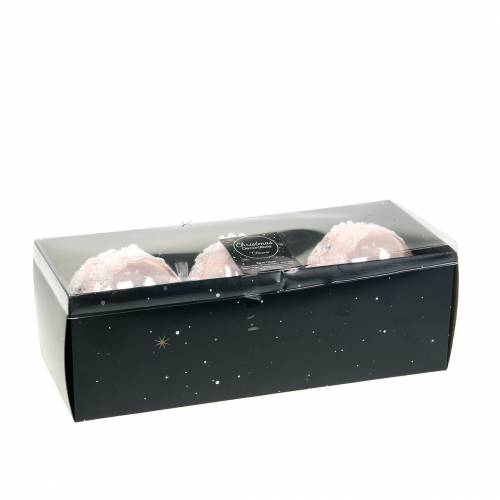 Floristik24 Bola de cristal rosa con puntilla y perlas 3uds