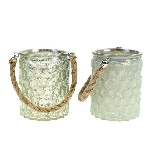 Floristik24 Linterna de vidrio con cordón tipo. Ø7cm H9cm 4 piezas