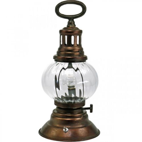 Floristik24 Linterna de huracán LED, lámpara de metal, luz decorativa, aspecto vintage Ø12.5cm H30cm