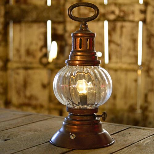 Floristik24 Linterna de huracán LED, lámpara de metal, luz decorativa, aspecto vintage Ø12.5cm H30cm