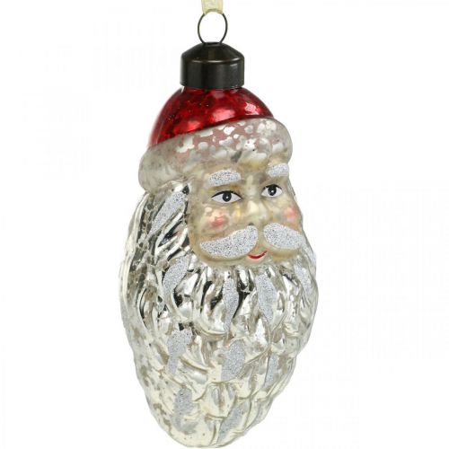 Floristik24 Colgante decorativo Papá Noel, decoración de adviento, decoración de árbol de Navidad de vidrio real, aspecto vintage H12cm Øcm 2pcs