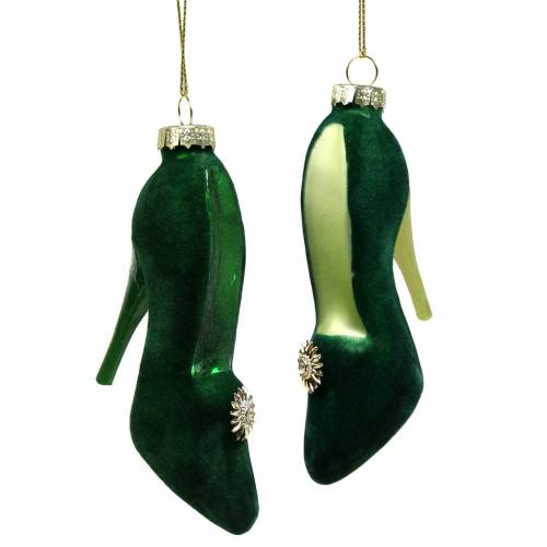 Zapato cristal terciopelo verde 12cm 2pcs
