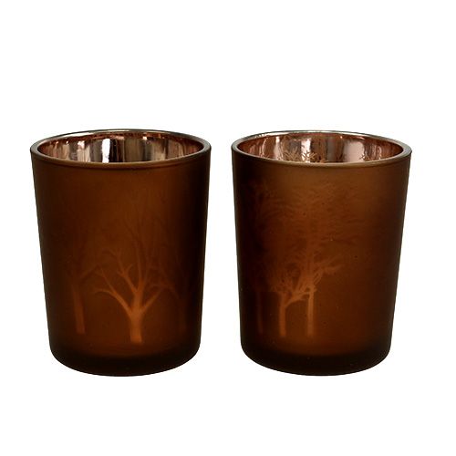 Floristik24 Luz de cristal con diseño marrón Ø5,5cm H6,5cm 4pcs