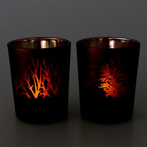 Floristik24 Luz de cristal con diseño marrón Ø5,5cm H6,5cm 4pcs