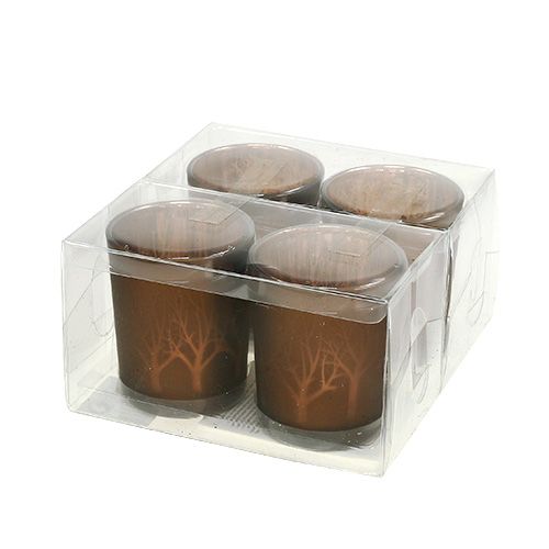 Floristik24 Luz de cristal con diseño marrón Ø5,5cm H6,5cm 4pcs