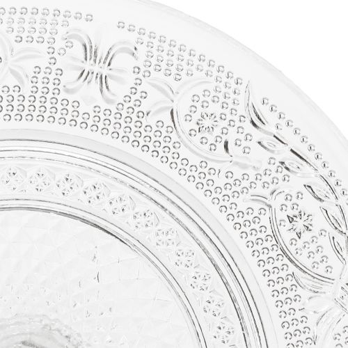 Floristik24 Plato de cristal con pie Cuenco de cristal plano con estampado transparente Ø15cm