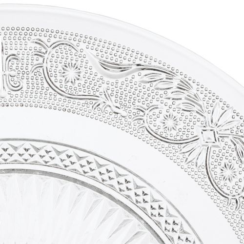 Artículo Plato de cristal con pie Cuenco de cristal plano con estampado transparente Ø25cm