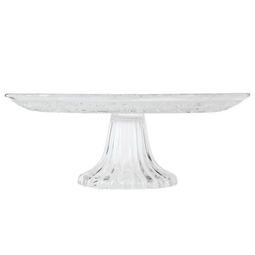 Artículo Plato de cristal con pie Cuenco de cristal plano con estampado transparente Ø25cm