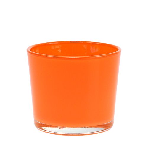 Floristik24 Jardinera de cristal naranja Ø10cm H8.5cm