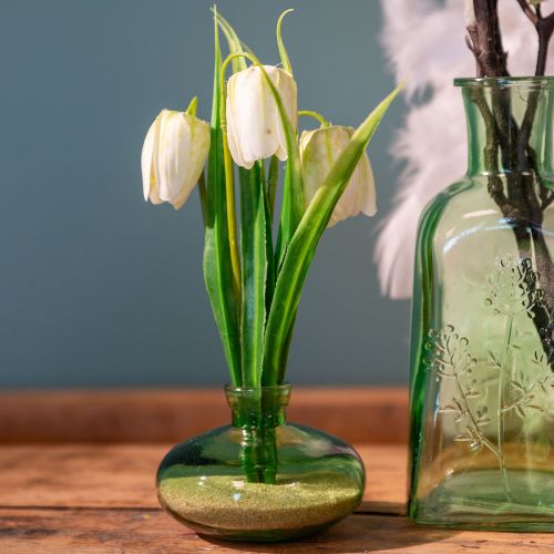 Artículo Jarrón de cristal bulboso verde mini jarrones de cristal Ø9cm H6cm 6 uds