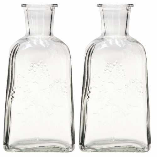 Artículo Jarrón de cristal botella jarrón con motivo jarrón de cristal transparente H19cm 2 piezas