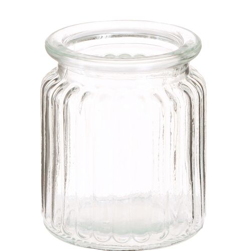 Florero de vidrio florero decorativo de vidrio acanalado transparente Ø8cm H9cm 6 piezas