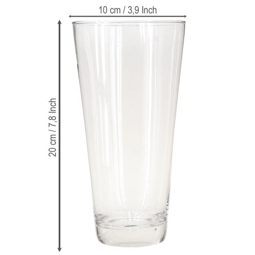 Artículo Jarrón de cristal cónico florero transparente Ø10cm H20cm