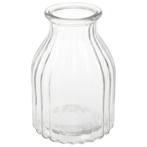 Artículo Jarrón de vidrio con ranuras para jarrón vidrio decorativo transparente Ø12cm H18cm 2ud