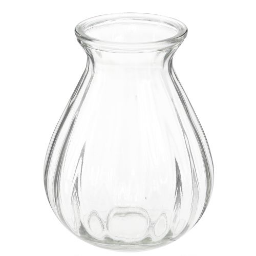 Floristik24 Florero de vidrio florero bulboso con ranuras transparente Ø11cm H14cm 2ud