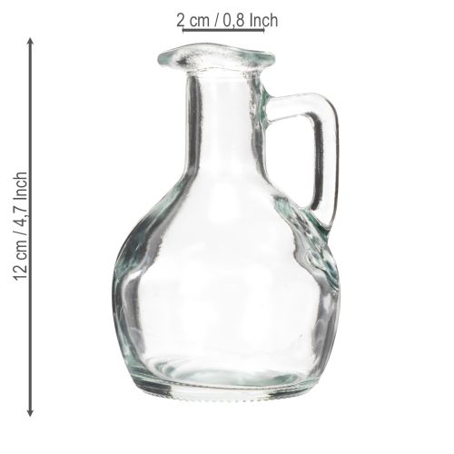 Artículo Mini jarrón/jarra de agua con asa para la mesa del comedor de casa, decorativo y funcional, 12cm, 6 piezas