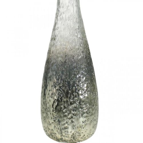 Floristik24 Jarrón de flores de cristal, jarrón de mesa bicolor cristal auténtico transparente, plateado Al. 30 cm