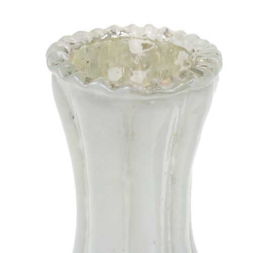 Floristik24 Florero de cristal campesino plata blanco H11cm 6pcs