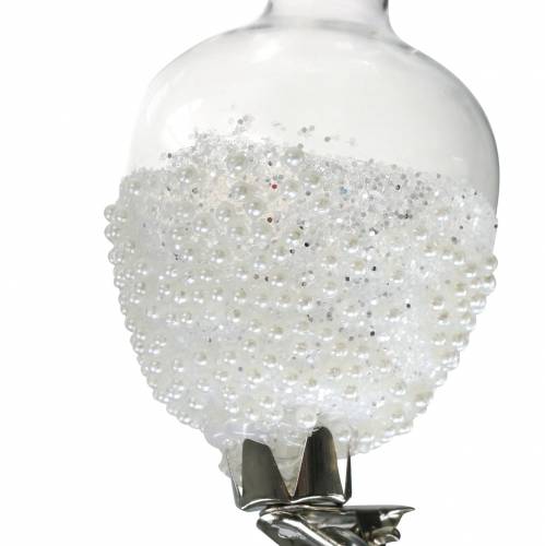 Floristik24 Florero de cristal con clip brillo y perlas Ø4,9cm H9,5cm transparente 3pcs