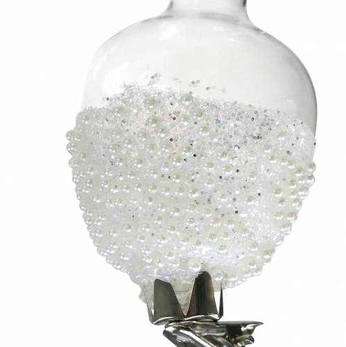 Artículo Florero de cristal con clip brillo y perlas Ø4,9cm H9,5cm transparente 3pcs