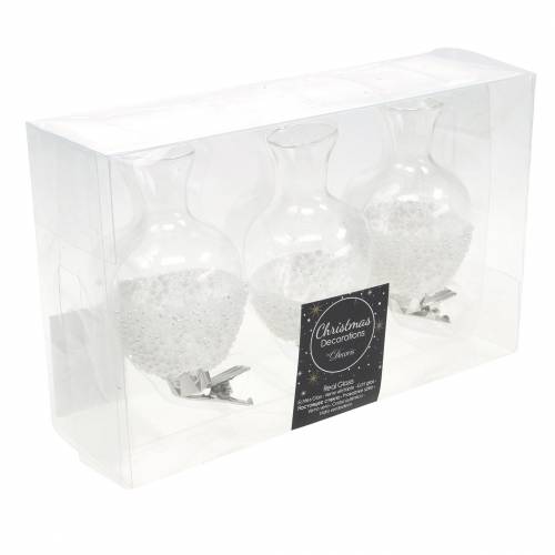 Floristik24 Florero de cristal con clip brillo y perlas Ø4,9cm H9,5cm transparente 3pcs