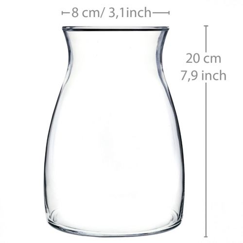 Floristik24 Florero de vidrio decorativo florero transparente vidrio Ø11cm H20cm