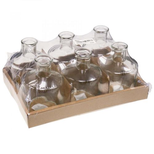 Floristik24 Jarrón de Cristal Boticario Botellas Deco Jarrón Deco Cristal Claro Ø7cm 6pcs