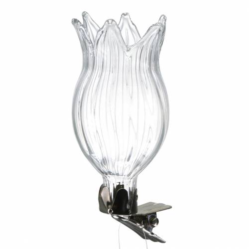 Floristik24 Florero de cristal con clip flor Ø3.3cm H8.5cm transparente 4pcs