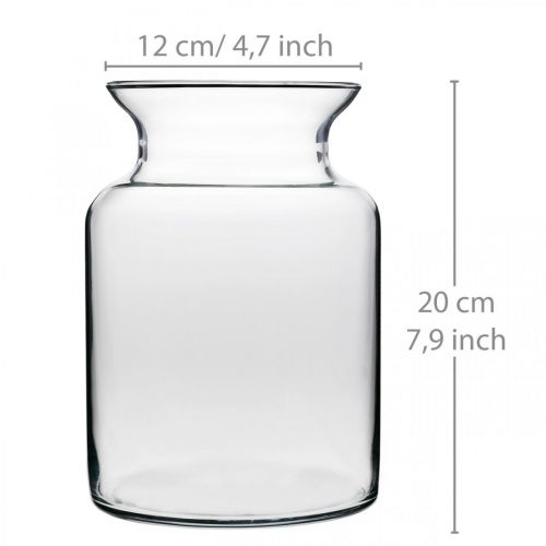 Artículo Jarrón de cristal transparente ancho para flores Ø12cm H20cm
