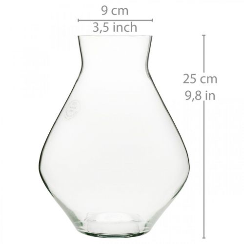 Floristik24 Florero de vidrio florero de vidrio bulboso florero decorativo transparente Ø20cm H25cm