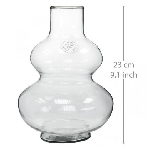 Artículo Florero de vidrio florero redondo florero decorativo vidrio transparente Ø16cm H23cm