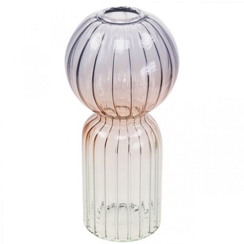 Artículo Florero de vidrio Florero Deco Azul Marrón Claro Mini Florero Ø8cm H17cm