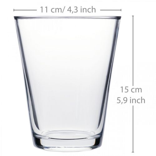 Floristik24 Jarrón de vidrio cónico claro Ø11cm H15cm