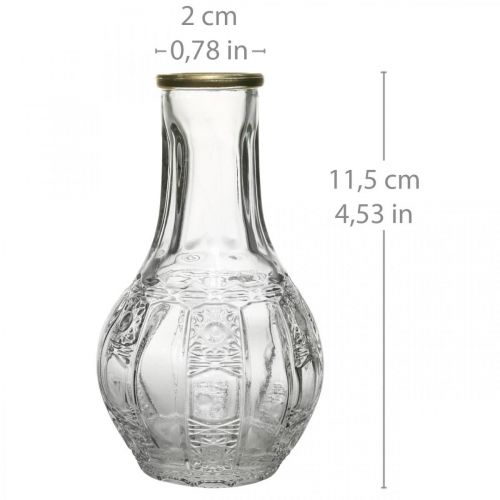 Floristik24 Florero de vidrio con aspecto de cristal, florero con borde dorado Ø6,5cm H11,5cm