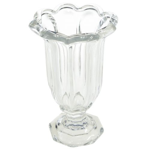 Floristik24 Jarrón de cristal con pie florero de cristal Ø13,5cm H22cm