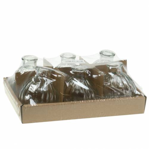 Floristik24 Florero de vidrio decorativo con ranuras Ø6.8cm H7.7cm 6 piezas