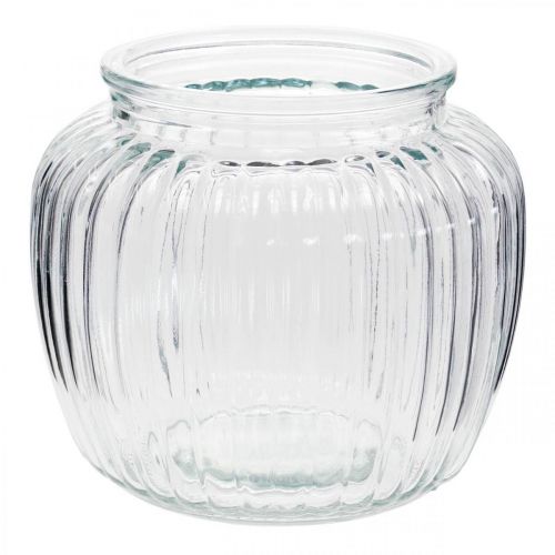 Florero de vidrio florero acanalado vidrio Ø14cm H13cm 2ud