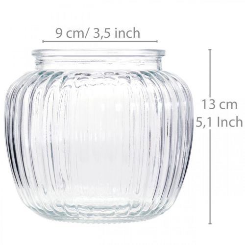 Artículo Florero de vidrio florero acanalado vidrio Ø14cm H13cm 2ud