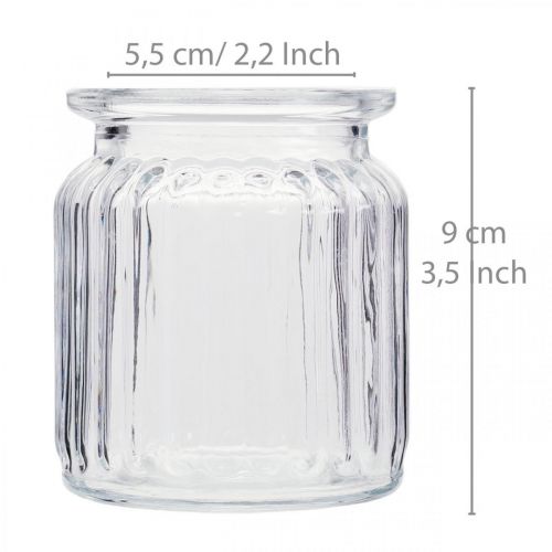 Artículo Jarrón de vidrio jarrón acanalado vidrio Ø7,5cm H9cm 4ud