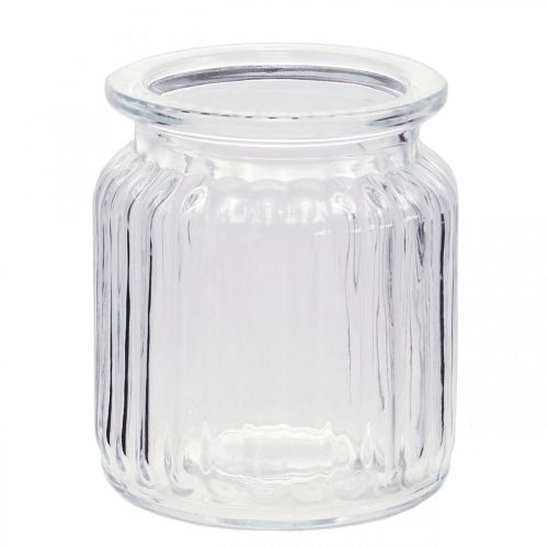 Artículo Jarrón de vidrio jarrón acanalado vidrio Ø7,5cm H9cm 4ud
