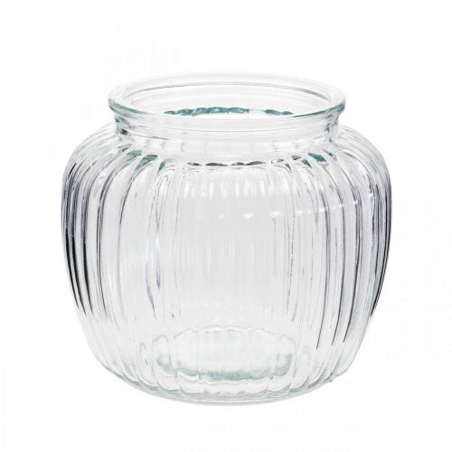 Floristik24 Florero de vidrio acanalado Ø11cm H10cm